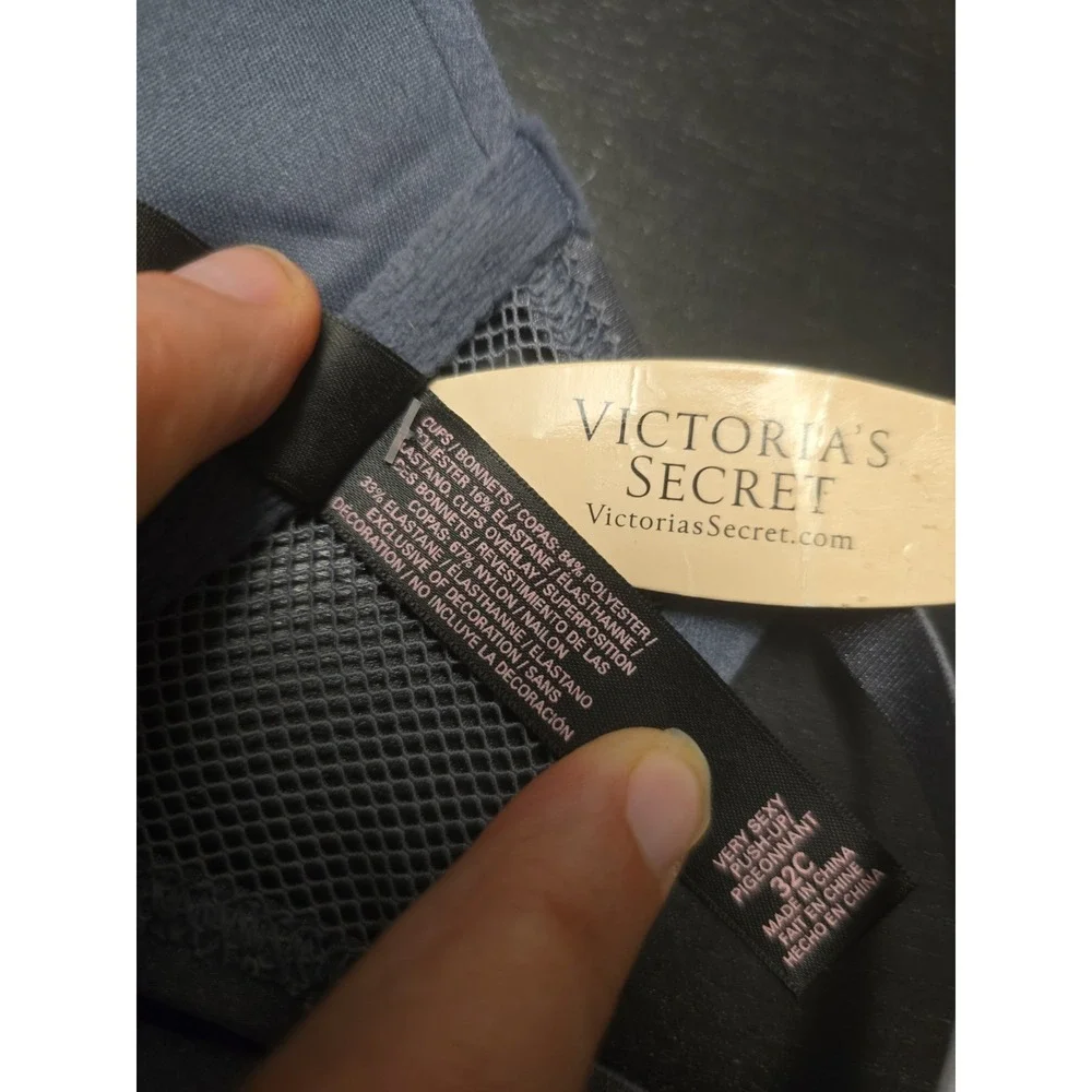 NWT Victoria's Secret 32C Very Sexy Padded Push Up Bra Mesh Overlay Cage Back
